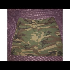 Camo mini skirt.